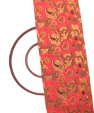 Tomato Rust Colour Floral Banarasi Brocade Silk Fabric