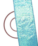 Cyan Colour Sequin Net Embroidery Fabric