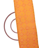 Yellow Colour Traditional Print Brocade Silk Fabric