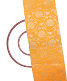 Yellow Colour Floral Print Brocade Silk Fabric