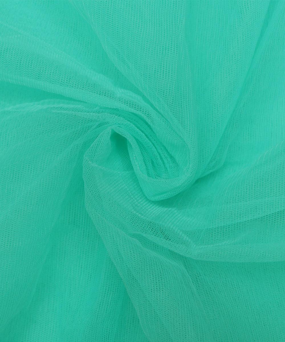 Sea Green Colour Plain Net Fabric - Main Image