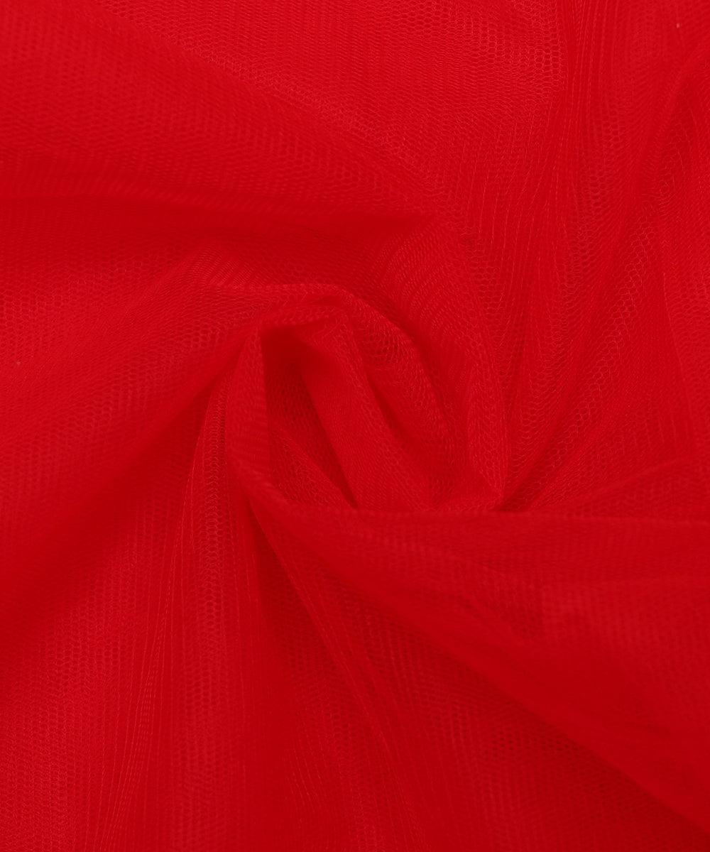 Red Colour Plain Mesh Net Fabric