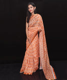 Orange Colour Floral Print Chanderi Silk Saree