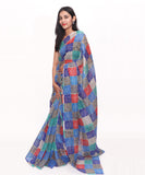 Blue Colour Box Check Pattern Kota Doria Saree