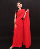 Red Colour Pleated Georgette  Saree