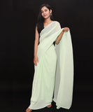 Mint Green Colour Pleated Georgette  Saree