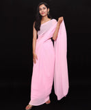 Pink Colour Pleated Georgette  Saree