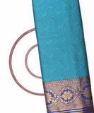 Light Blue Colour Double Side Border Paisley Pattern Brocade Silk Fabric