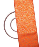 Orange Colour Floral Design Banarasi Brocade Silk Fabric
