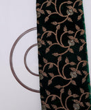 Dark Green and Golden Zari Embroidery Velvet Fabric