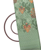 Olive Green Color Digital Print ChikanKari & Sequin Embroidery Cotton Fabric